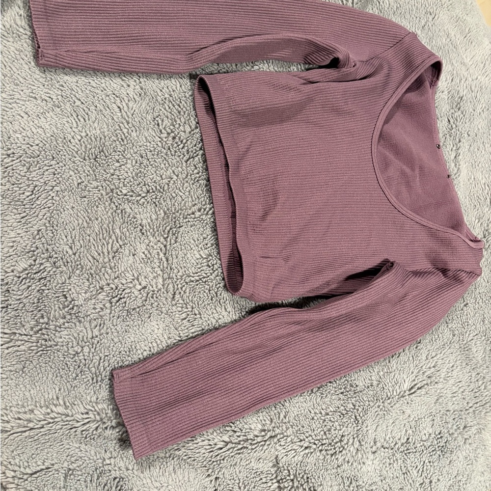 Zara Mauve Ribbed Long Sleeve Top